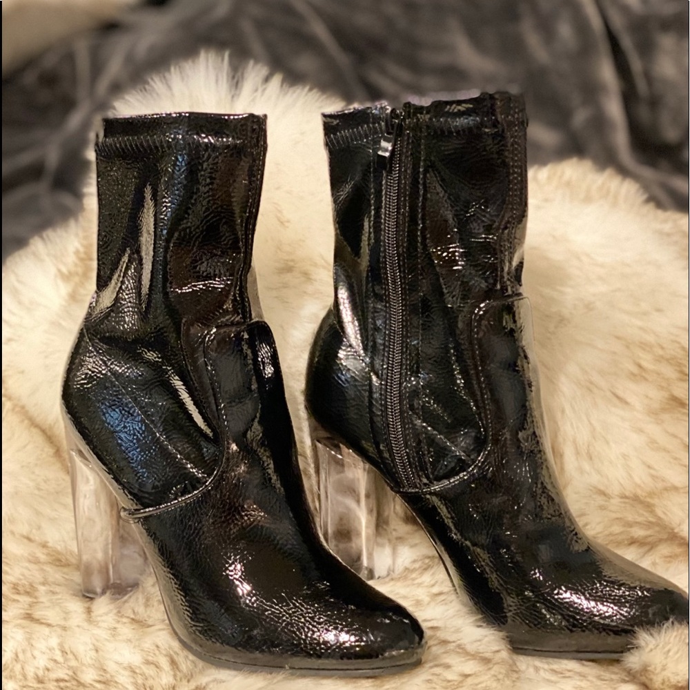 Ankle High Acrylic transparent Heel shine Boots . - Picture 8 of 14